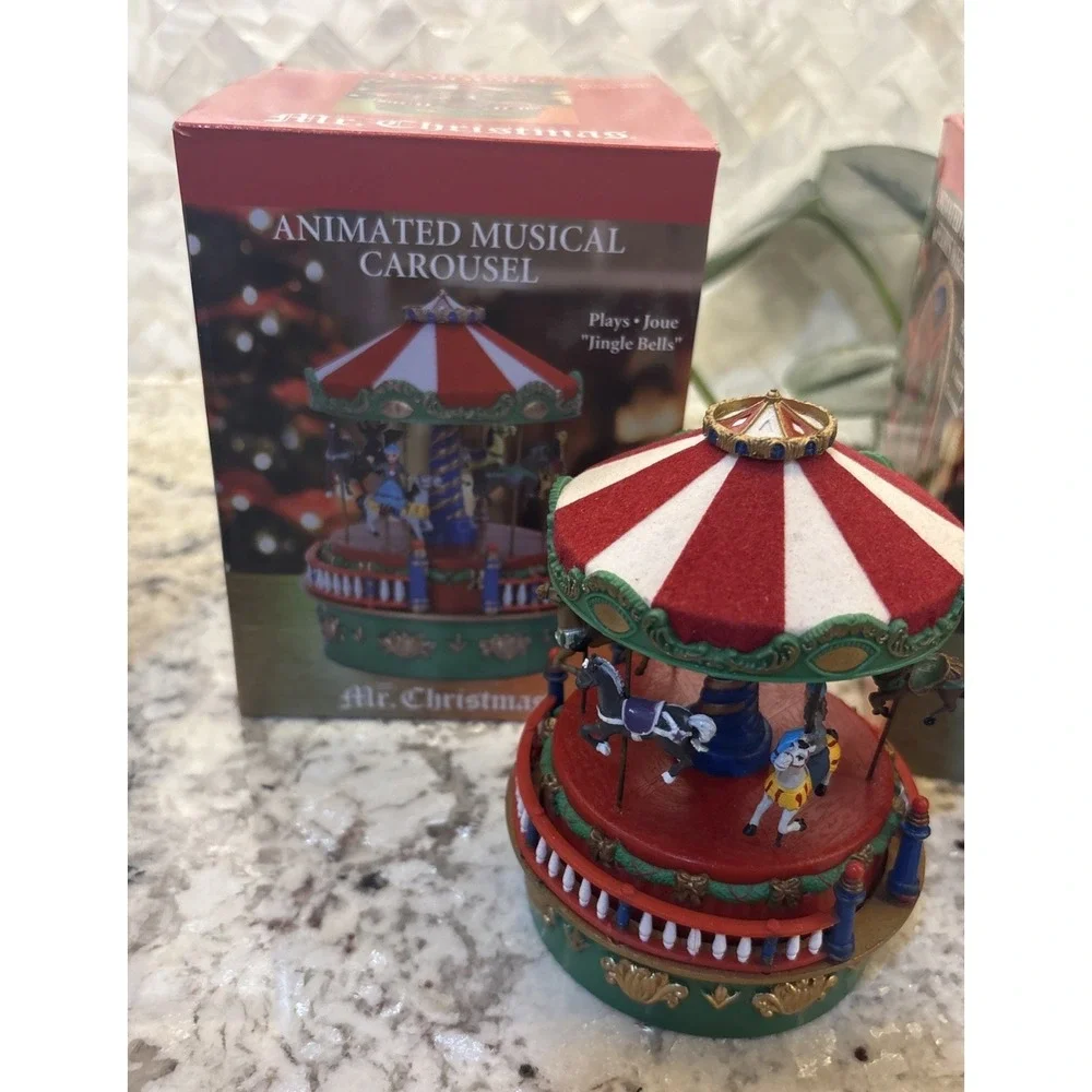 NOS Mr. Christmas Mini Musical Carousel, Ferris Wheel,‎ & Christmas Tree